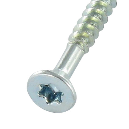 1 x Schroeven medium gefreesde kop kartel TORX T20 4X50 bedraad op 35 Wit verzinkt staal