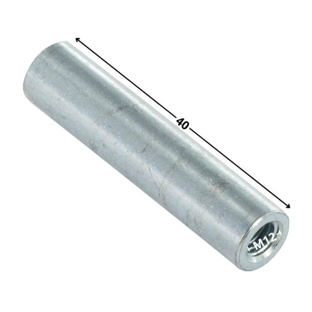 1 x Hulsen cilindrisch M12X40 diameter buitenkant 15 Wit verzinkt staal