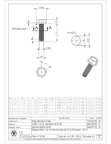 1 x Zelftappende schroef zeskantboutenTH...