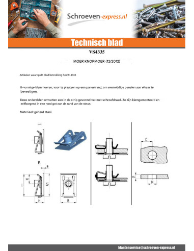 1 x Klemmoer M6 NUT8726 spandikte 0,5 to 4 Wit...