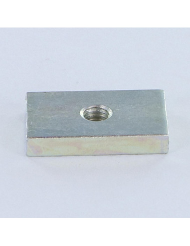1 x Moer rechthoekig M6 18x15x6 Wit verzinkt staal