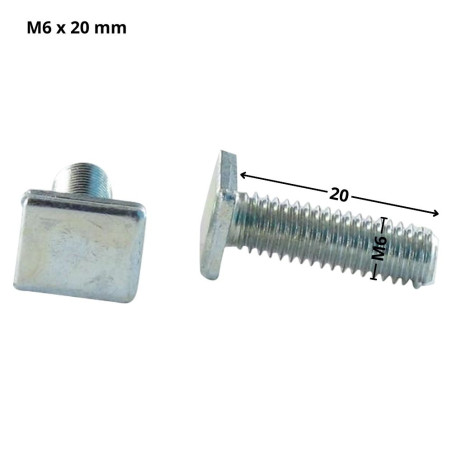 1 x Metalen schroeven rechthoekige kop M6X20 9,5 x 12 x 2 Wit verzinkt staal