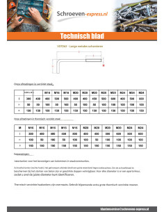 Schroefduim metalen lange lengte M16X450 bedraad op 150... 2