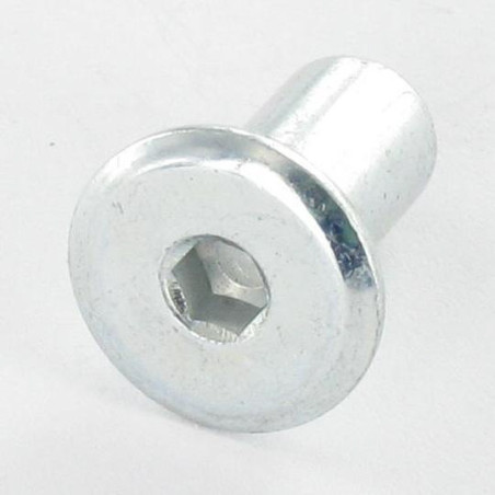 1 x Combifix bindmoer platte kop kopdiameter 15 diameter 9 lengte onder de kop 15 M6 sleutel van 4 Wit verzinkt staal