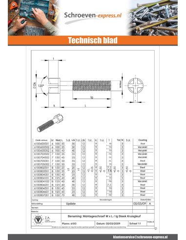 1 x Schroeven voor bedmontage Ruw staal M8X35...