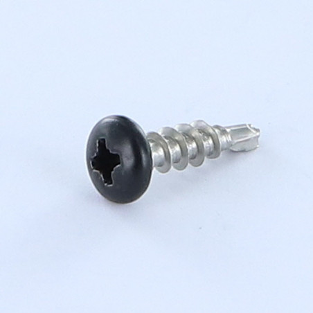 1 x Zelfborende schroef cilindrische kop Pozi DRAAD AGLO 5X18 RVS A2 RAL9005 donker zwart