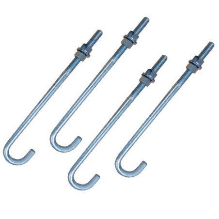1 x Ankerdraad M18X357 bedraad op 150 +2 Moer +2 Sluitring Wit verzinkt staal