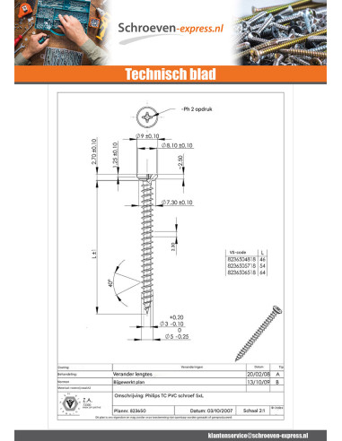 1 x PVC-schroeven RVS A2 cilindrische kop...