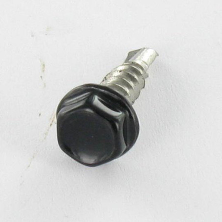 1 x Zelfborende schroef zeskantkop TH 6.3X40 RVS A2 RAL9005 donker zwart