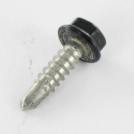 1 x Zelfborende schroef zeskantkop TH 6.3X40 RVS A2 RAL9005 donker zwart