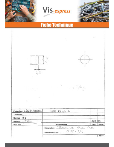 1 x Ring/schijf zonder gat 23.25X2.33 Wit...