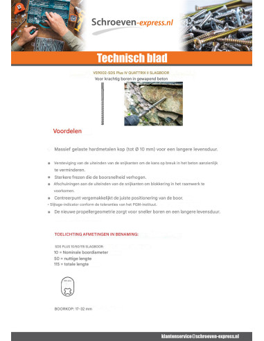 1 x Boor to PERCUSSIE SDS MEER 14/110/160
