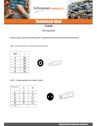 1 x Bit Onbreekbaar Schroeven HC+TETON M3...