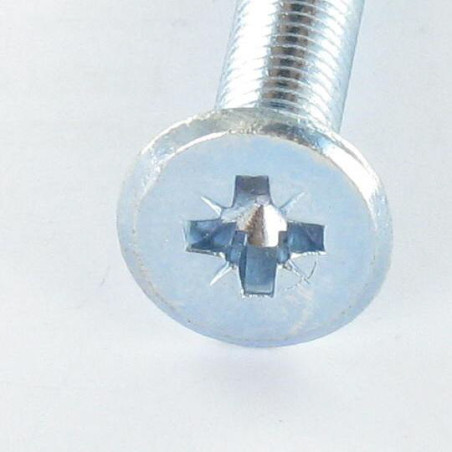 1 x Metalen schroeven plat Pozi M6X35 uiteinde afgekapt Wit verzinkt staal