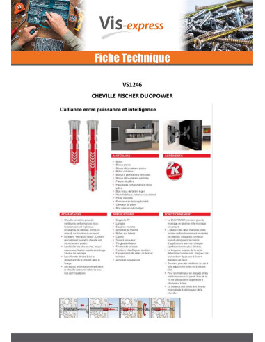 1 x Plug Nylon DUOPOWER Fischer 8X65 +5X80...