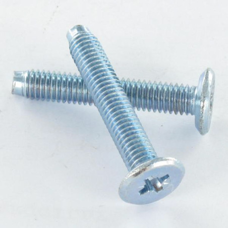 1 x Metalen schroeven plat Pozi M6X50 uiteinde afgekapt Wit verzinkt staal