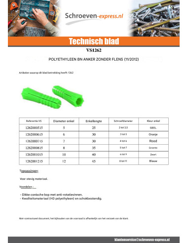 1 x Plug POLYETHYLEEN BN10 zonder kraag