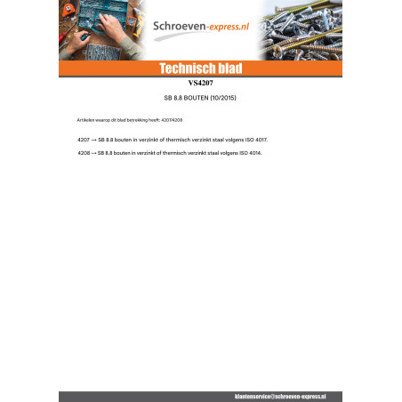 50 x Bout (verkocht met moer) zeskantkop TH M16X60 Klasse 8.8 SB Wit verzinkt staal