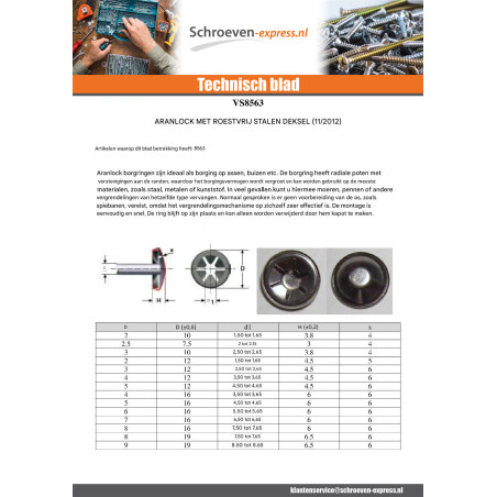 1 x Circlip ARANLOCK met dop 3 pet 12 RVS A2