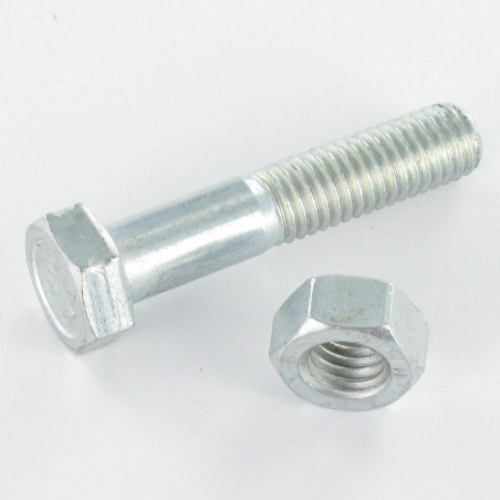 25 x Bout (verkocht met moer) zeskantkop TH M20X60 Klasse 8.8 SB Wit verzinkt staal
