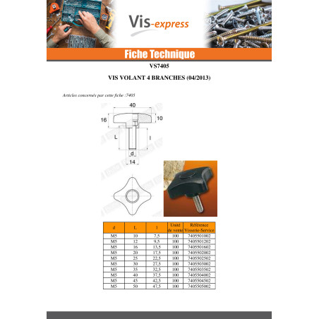 1 x Uiteinde Aanspannen 4 TAKKEN M5X10 zwart nylon