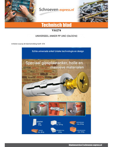 1 x Plug universeel PP UNO 5 Geel RAWLPLUG