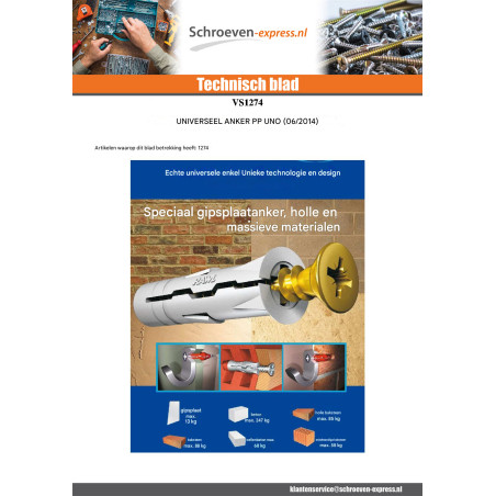 1 x Plug universeel PP UNO 5 Geel RAWLPLUG