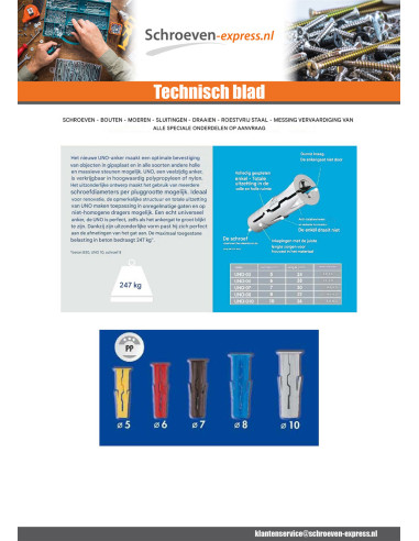 1 x Plug universeel PP UNO 5 Geel RAWLPLUG