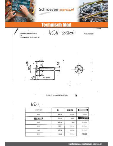 1 x Slotbouten kop DIAMANT M8X70 Zwart...