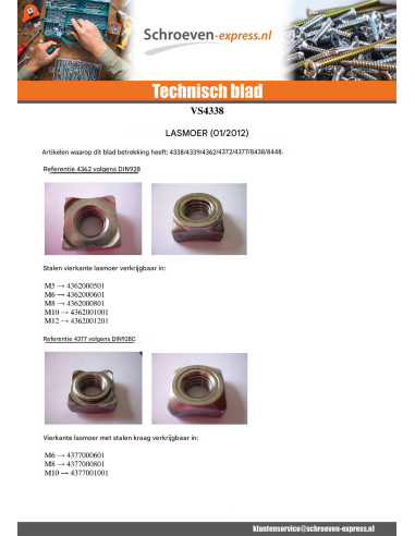1 x Zeskantmoer om te lassen M10 Ruw staal