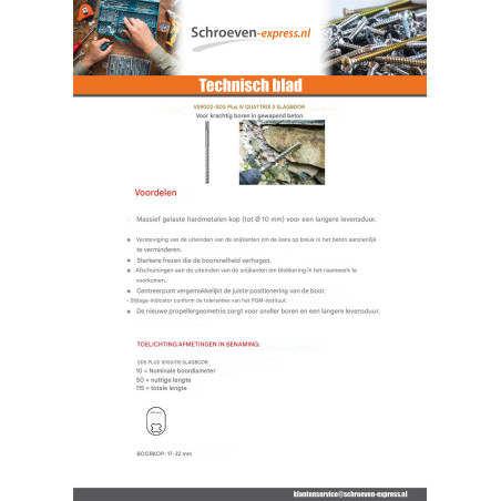 1 x Boor to PERCUSSIE SDS MEER 16/210/260