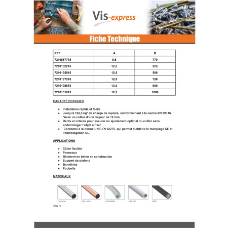 1 x Slangenklem RVS wit nylon polyamide 6.6 7.6X450