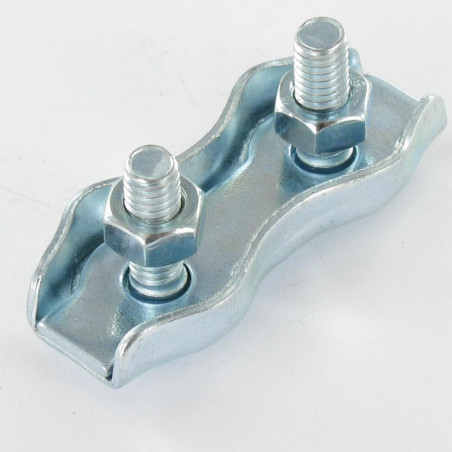 1 x Platte duplex kabelklem Wit verzinkt staal Kabel van 10