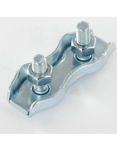 1 x Platte duplex kabelklem Wit verzinkt staal...