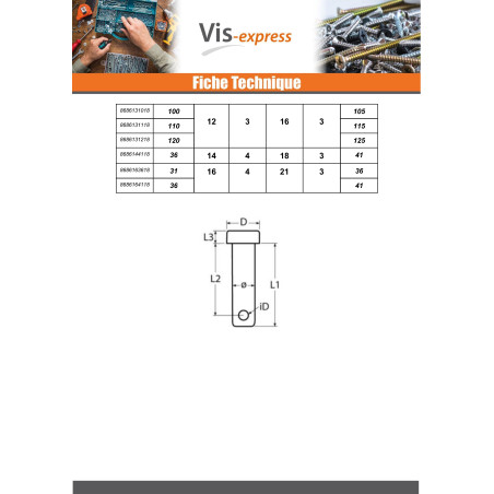 1 x Splitpen platte kop 8X84 geboord 3 A4 RVS
