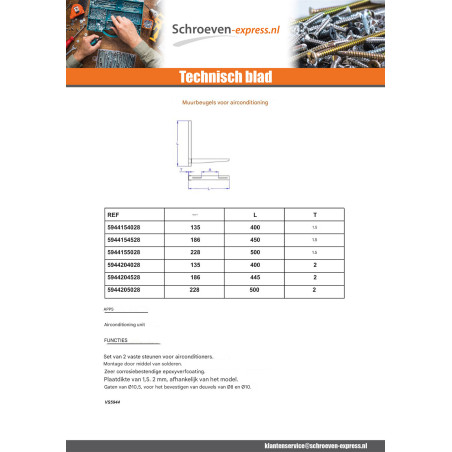 1 x Kit van 2 muurbeugels voor airconditioner 2X450