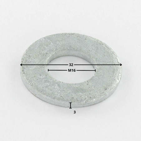 1 x Sluitring plat M16X32X3 M hoge corrosiebestendigheid Thermisch verzinkt staal