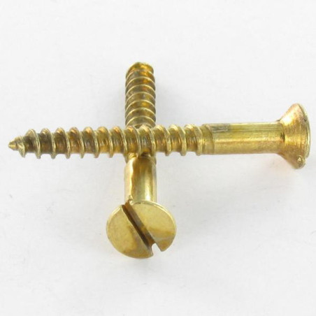 1 x Houtschroeven gefreesde kop split 3X16 Messing staal microschroeven