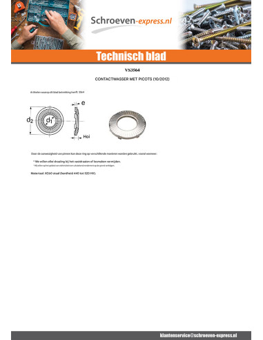 1 x Contact ringen to NICOTS M4 Wit verzinkt staal