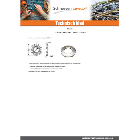 1 x Contact ringen to NICOTS M10 Wit verzinkt staal