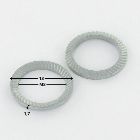 1 x Sluitring SCHNORR VS M8X13X1.7 420500 Wit verzinkt staal
