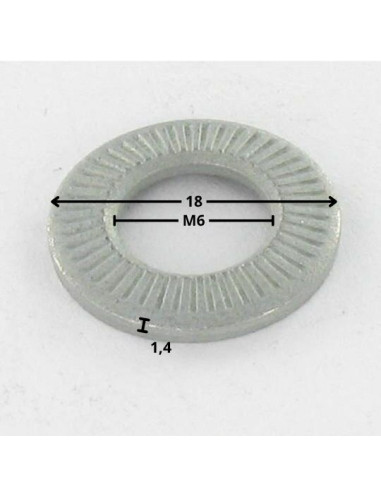 1 x Contact ringen M6X18X1.4 Wit verzinkt staal...
