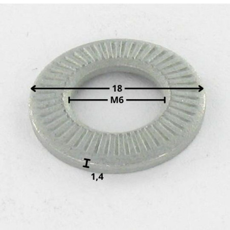 1 x Contact ringen M6X18X1.4 Wit verzinkt staal serie L (Groot)
