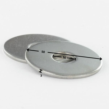 1 x Sluitring plat M16X50X3 LL Wit verzinkt staal
