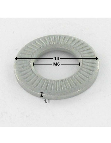 1 x Contact ringen M6X14X1.3 Wit verzinkt staal...