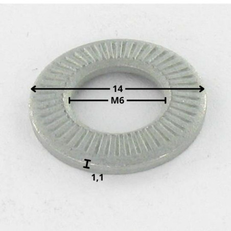 1 x Contact ringen M6X14X1.3 Wit verzinkt staal serie M (Medium)