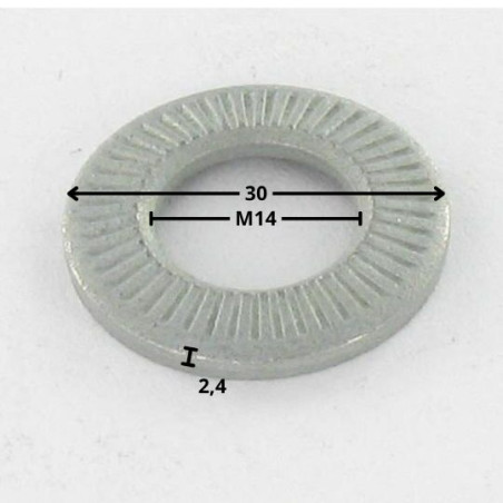 1 x Contact ringen M14X30X2.4 Wit verzinkt staal serie M (Medium)