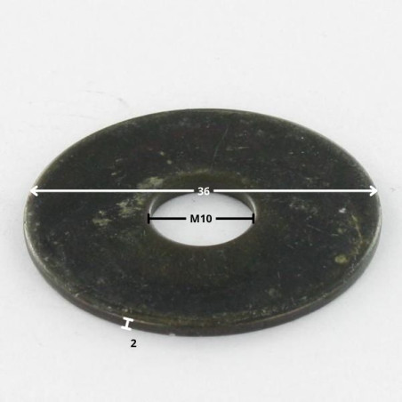 1 x Sluitring plat M10X36X2 LL Zwart gegalvaniseerd staal