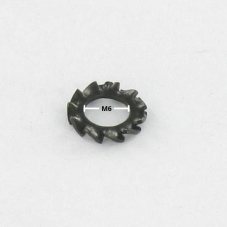 1 x Getande ring met AZ uitwendige tanden M6 Zwart gegalvaniseerd staal