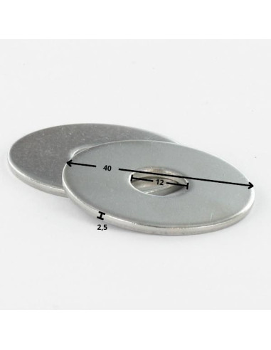 1 x Sluitring plat M12X40X2.5 LL Wit verzinkt...